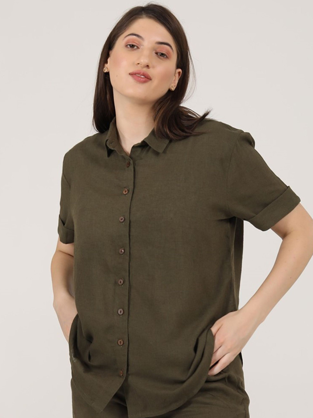 Saltpetre Comfort Relaxed Fit Spread Collar Linen Shirt