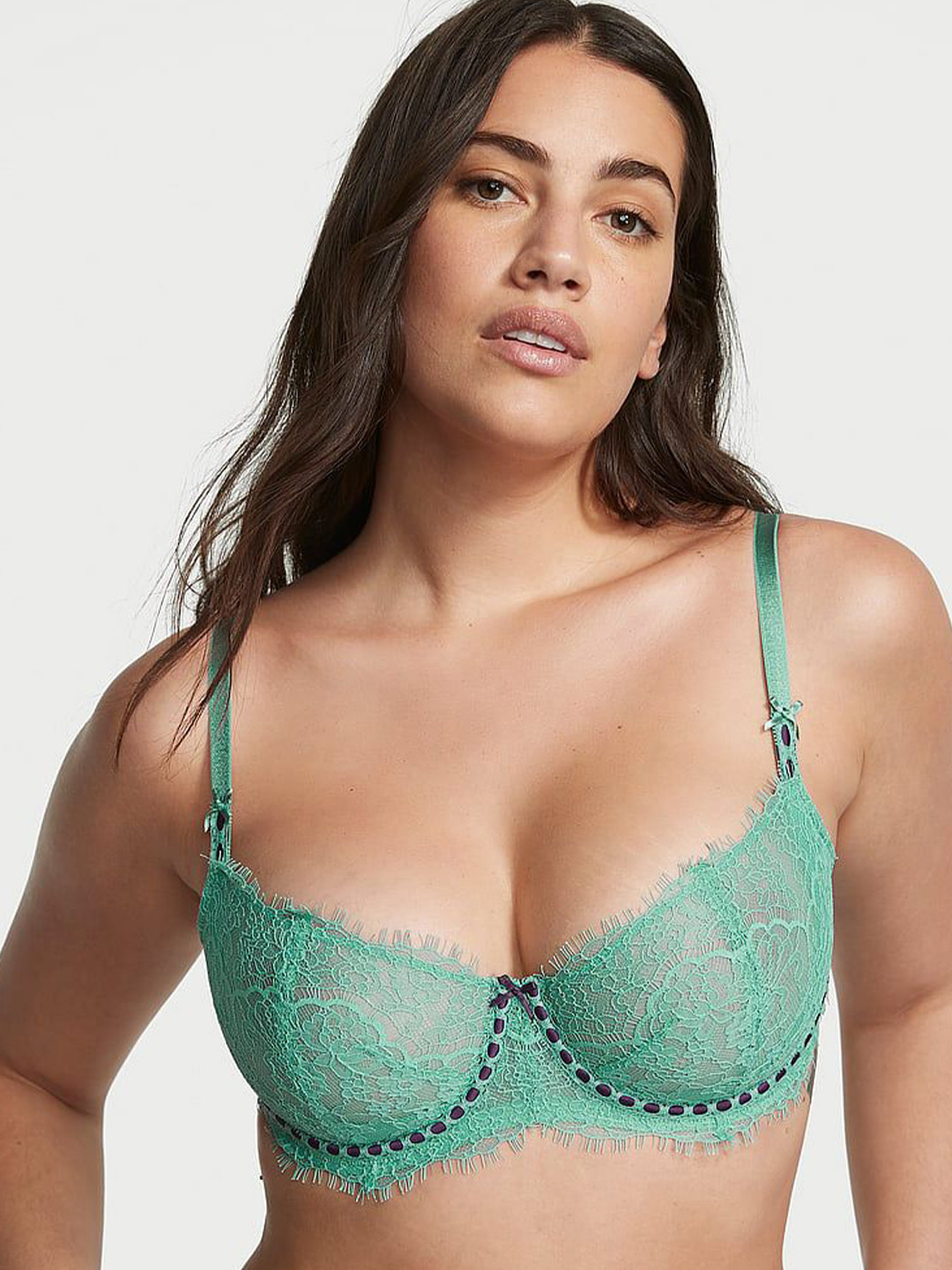 Victoria's Secret Dream Angels Wicked Unlined Ribbon Slot Lace Balconette Embellished Bra