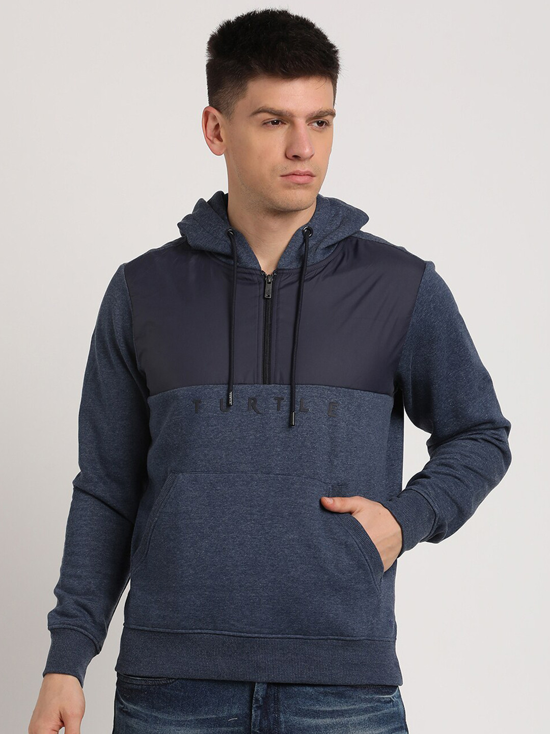 Turtle Colourblocked Hooded Pullover Sweatshirt