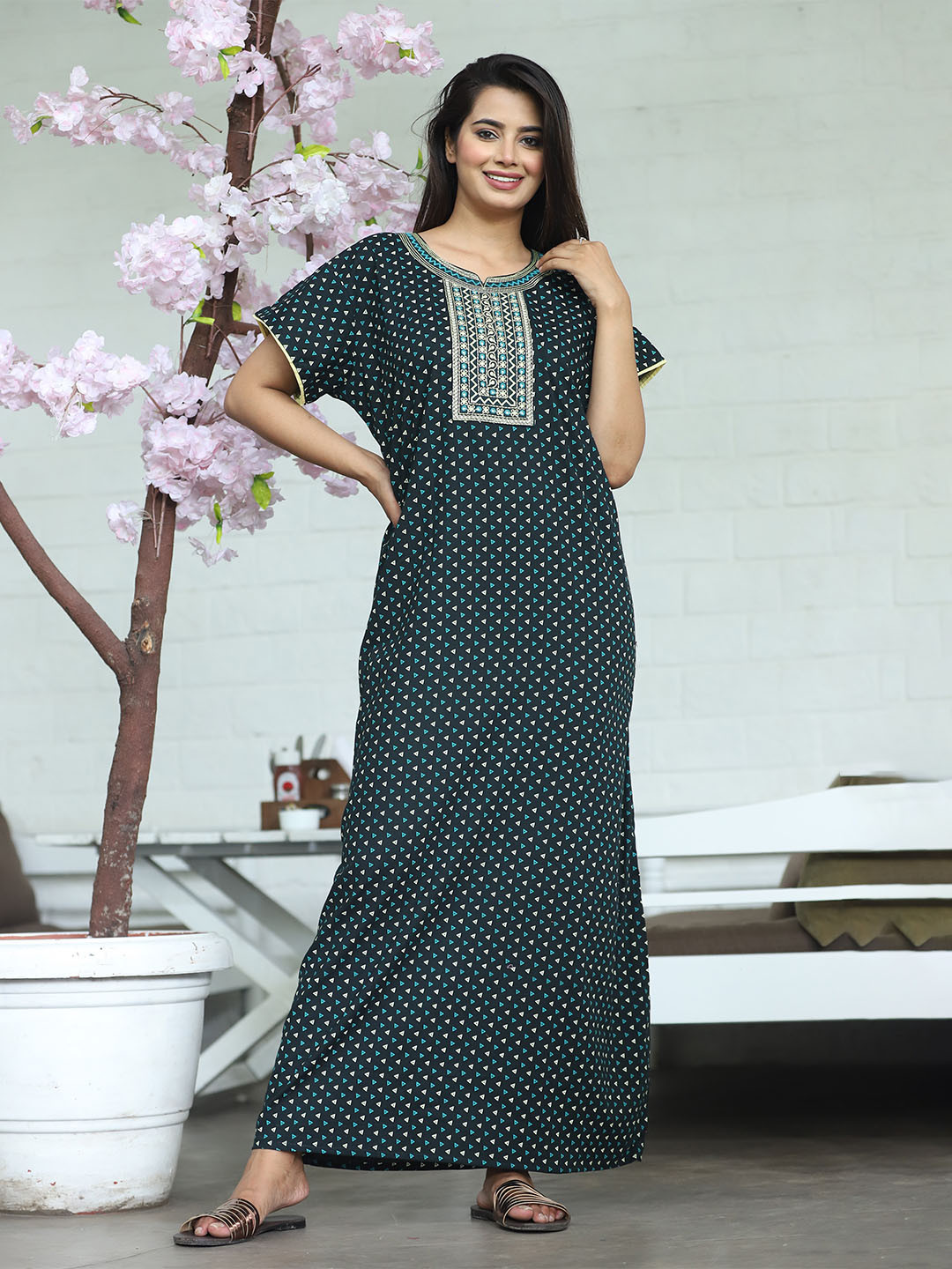 G4Girl Printed Maxi Nightdress