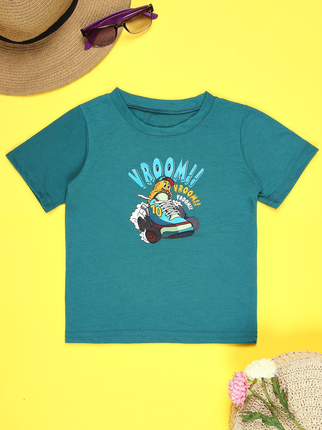 Cutiekins Boys Round Neck Short Sleeves Graphic Printed Regular Fit Cotton T-shirt