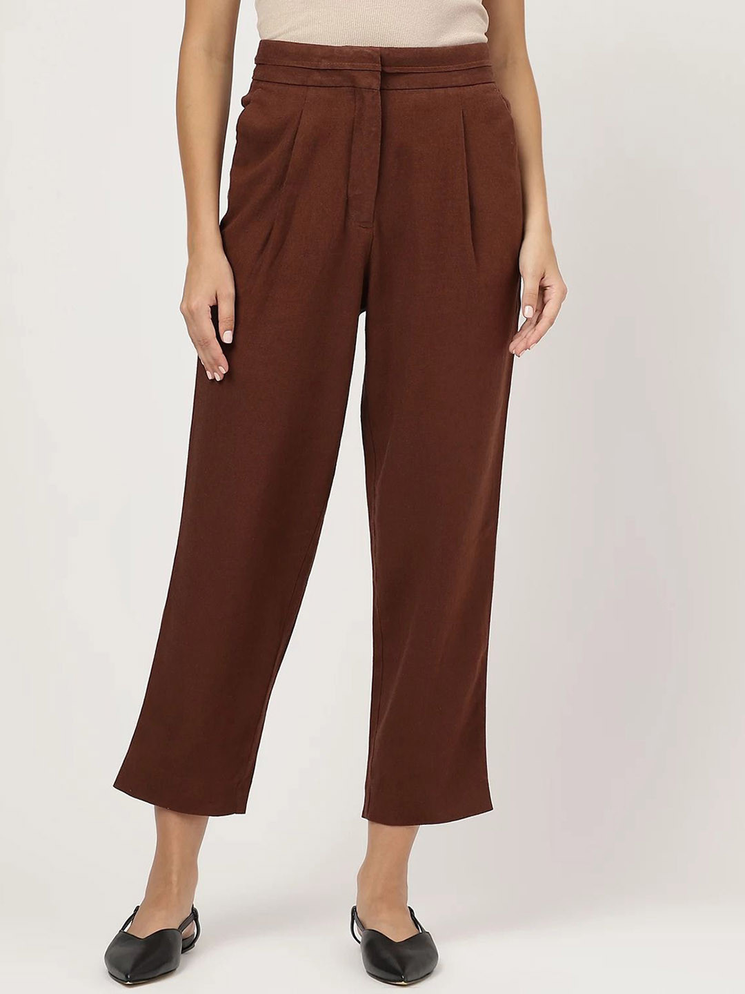 Marks & Spencer Linen Rich Straight Leg Trousers