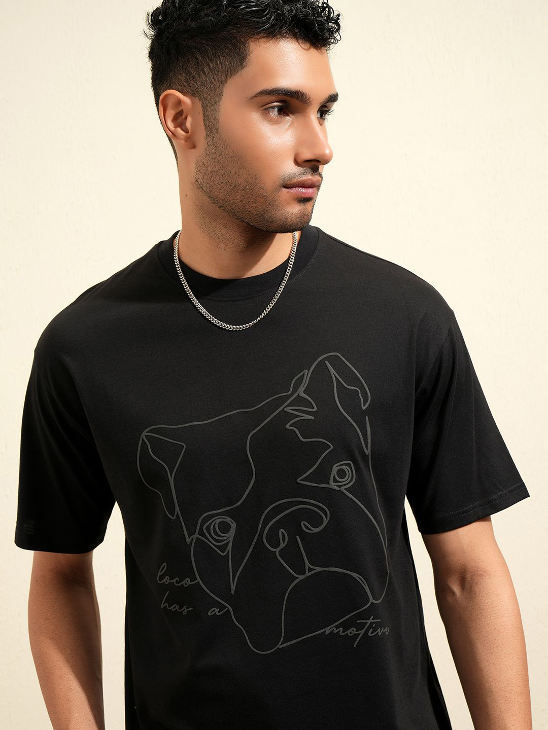 LOCOMOTIVE Premium Relaxed Fit Drop Shoulder Round Neck Half Sleeve T Shirt