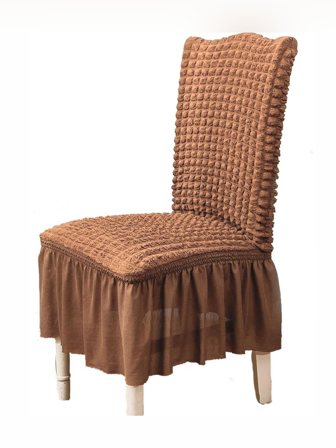 HOUSE OF QUIRK Brown Textured Bubble Frill Chair Cover