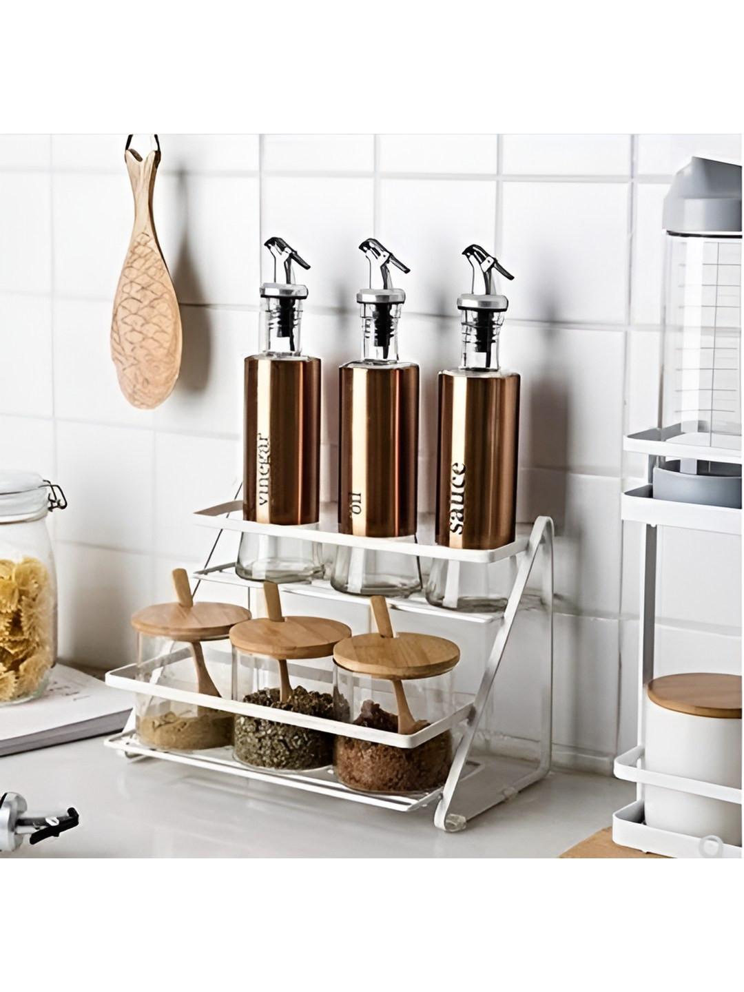 appeasy White Kitchen Counter Shelf Liner Organiser