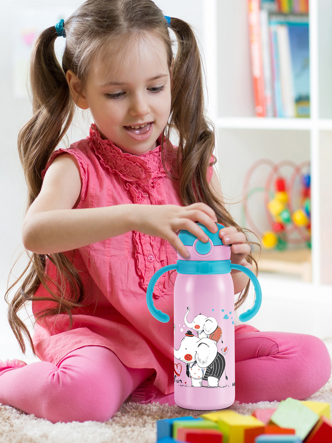 Milton Kiddo Purple Conversational Stainless Steel Spill Proof Water Bottle - 435ml