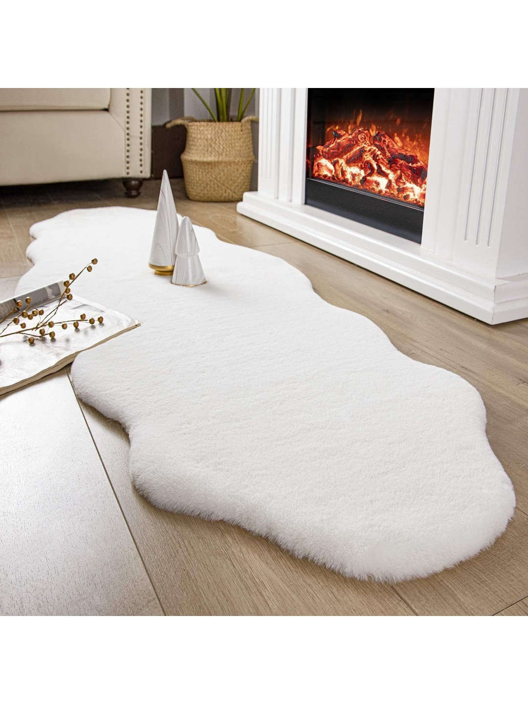 Cottonfry White Fur Anti-Skid Floor Runner