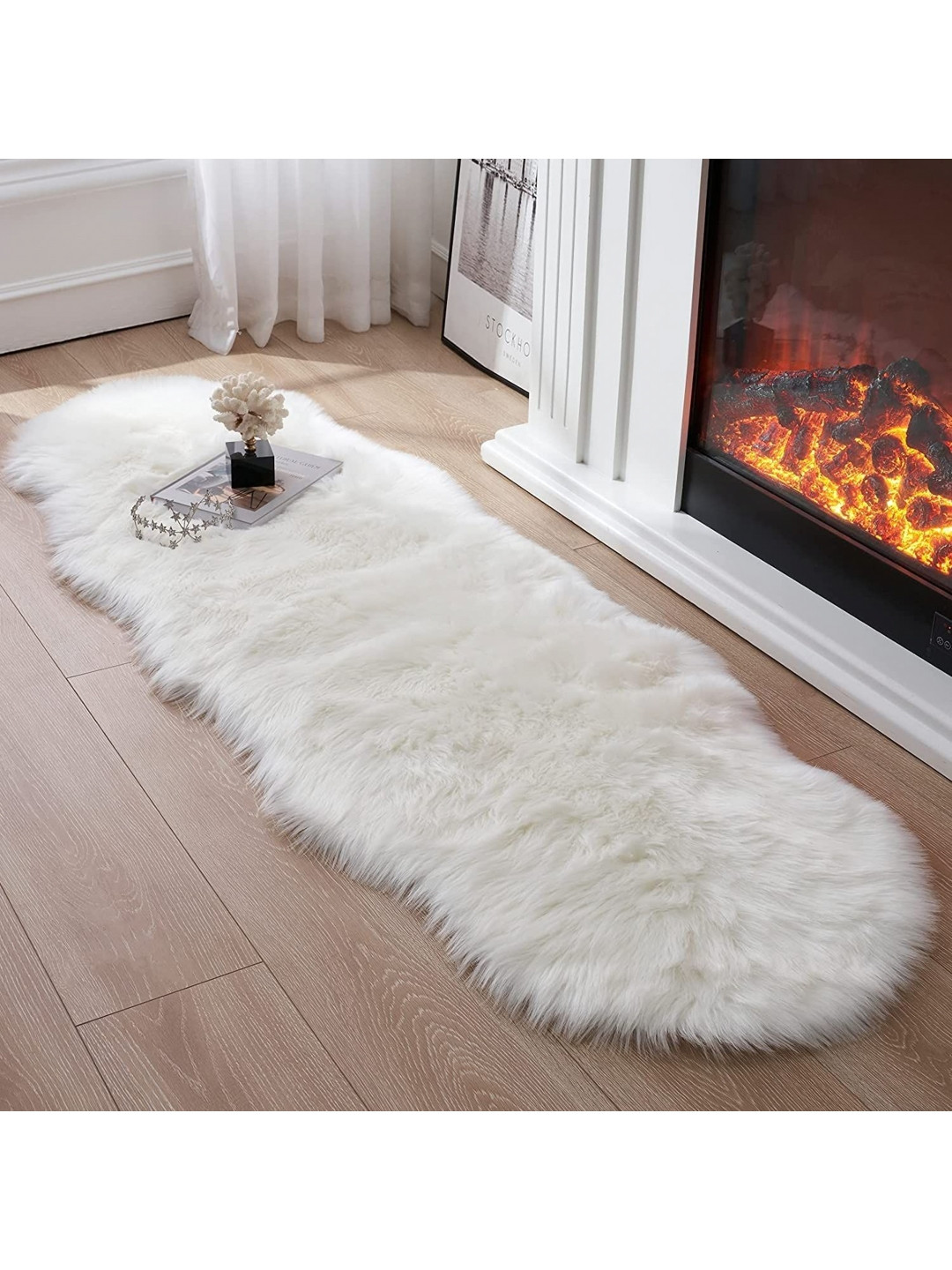 Cottonfry White Fur Anti-Skid Floor Runner