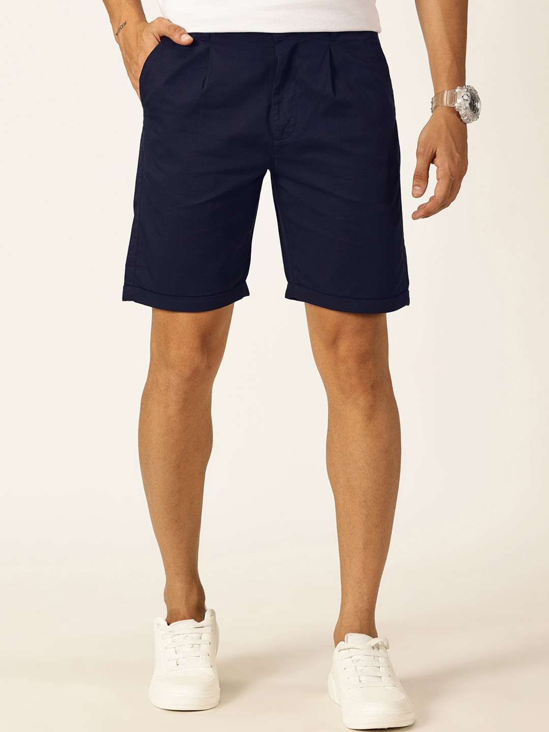 Thomas Scott Men Mid-Rise Cotton Casual Shorts