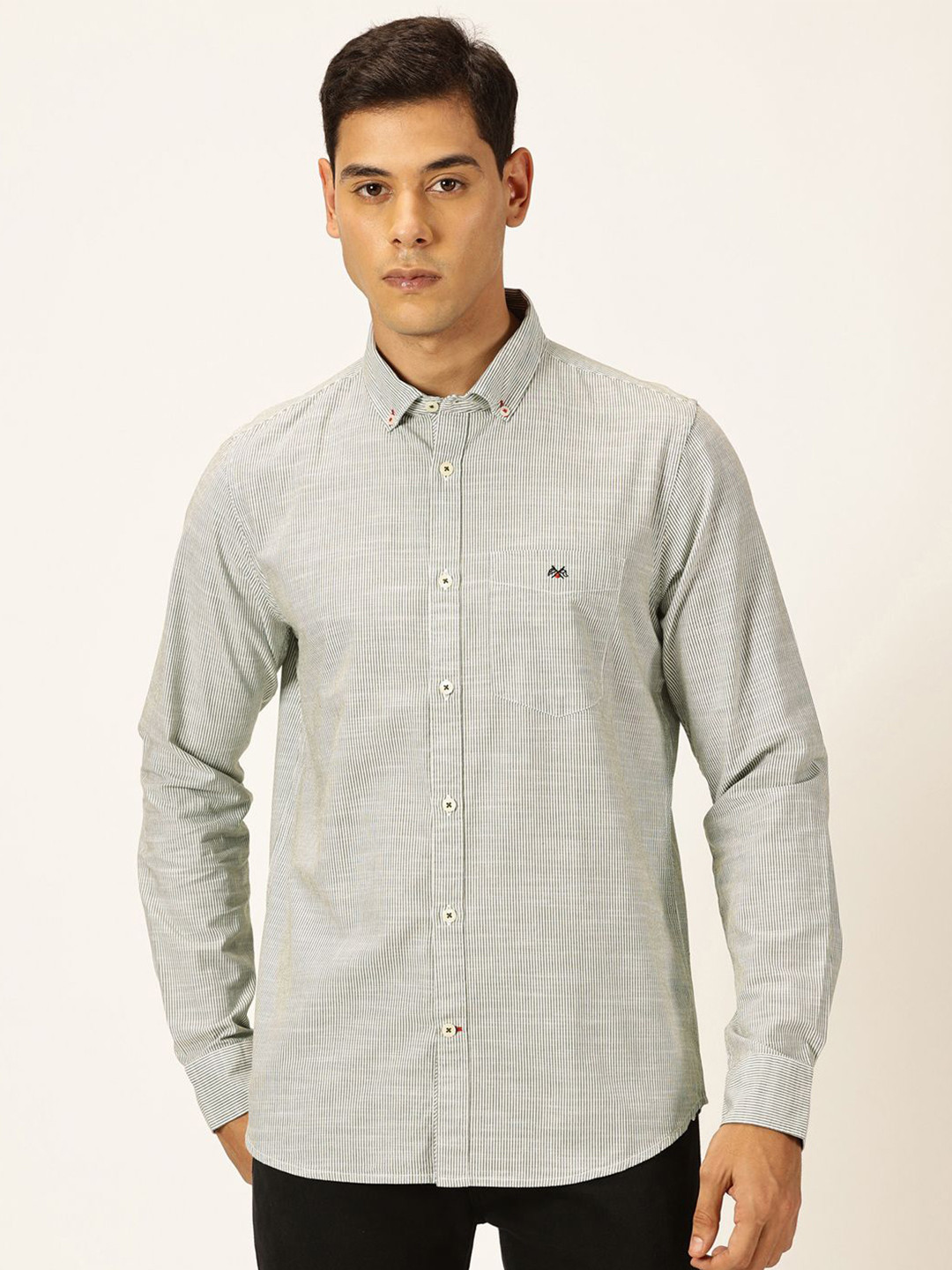 Thomas Scott Smart Pinstriped Button Down Collar Pure Cotton Casual Shirt