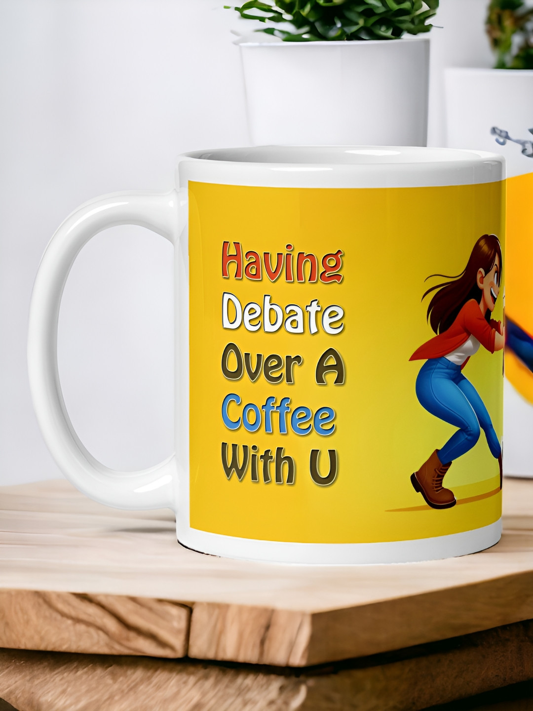 bettergiftflowers Yellow Typography Ceramic Microwave Safe Mug-350ml