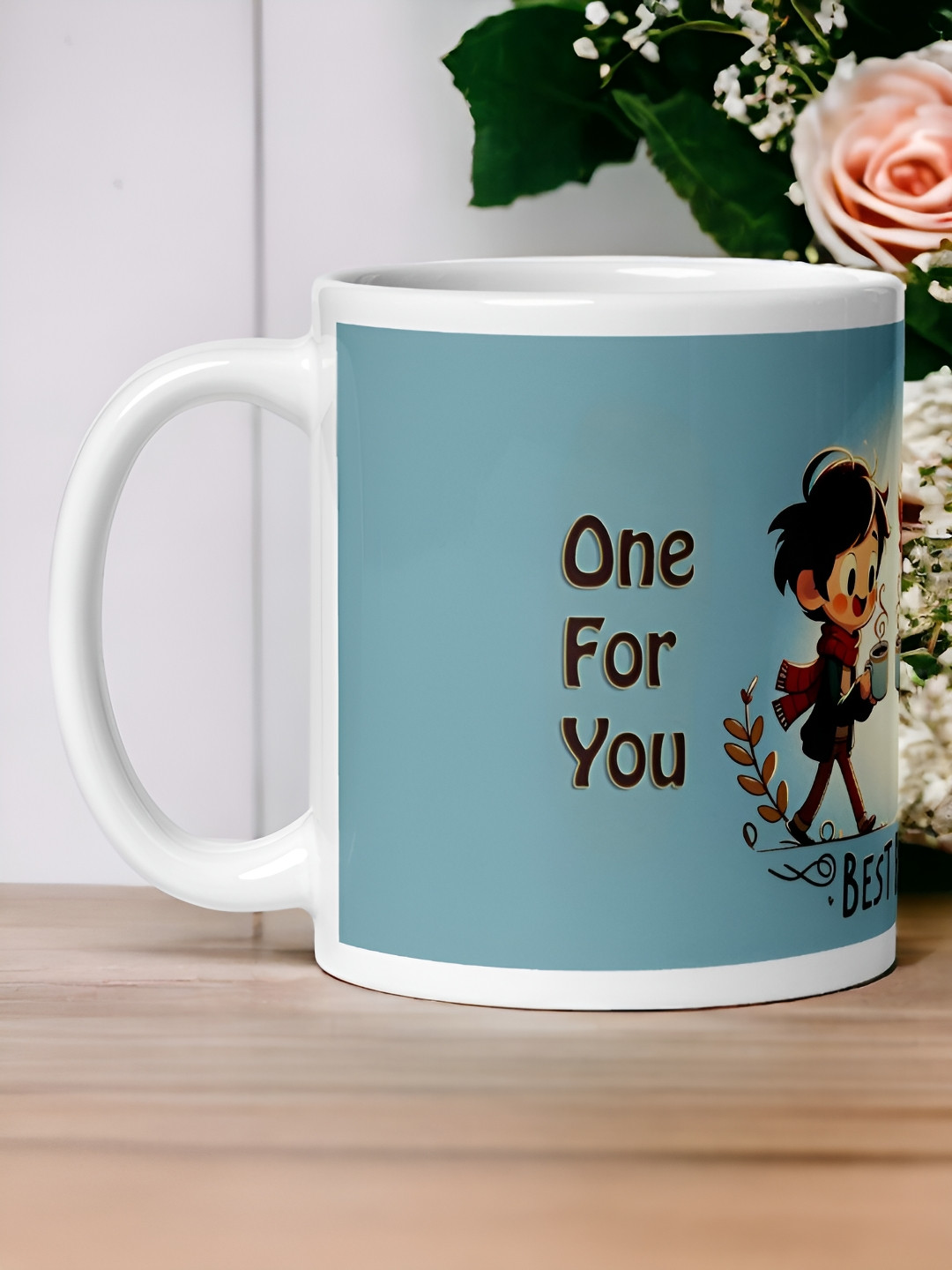 bettergiftflowers Zig Zag Blue Typography Ceramic Microwave Safe Mug-350ml