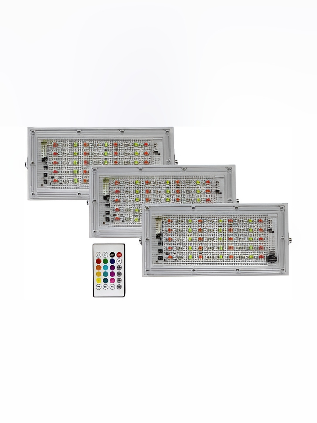 SPARK WORLD White 3 Pieces Textured Iron Rectangle Shaped Outdoor Lamps