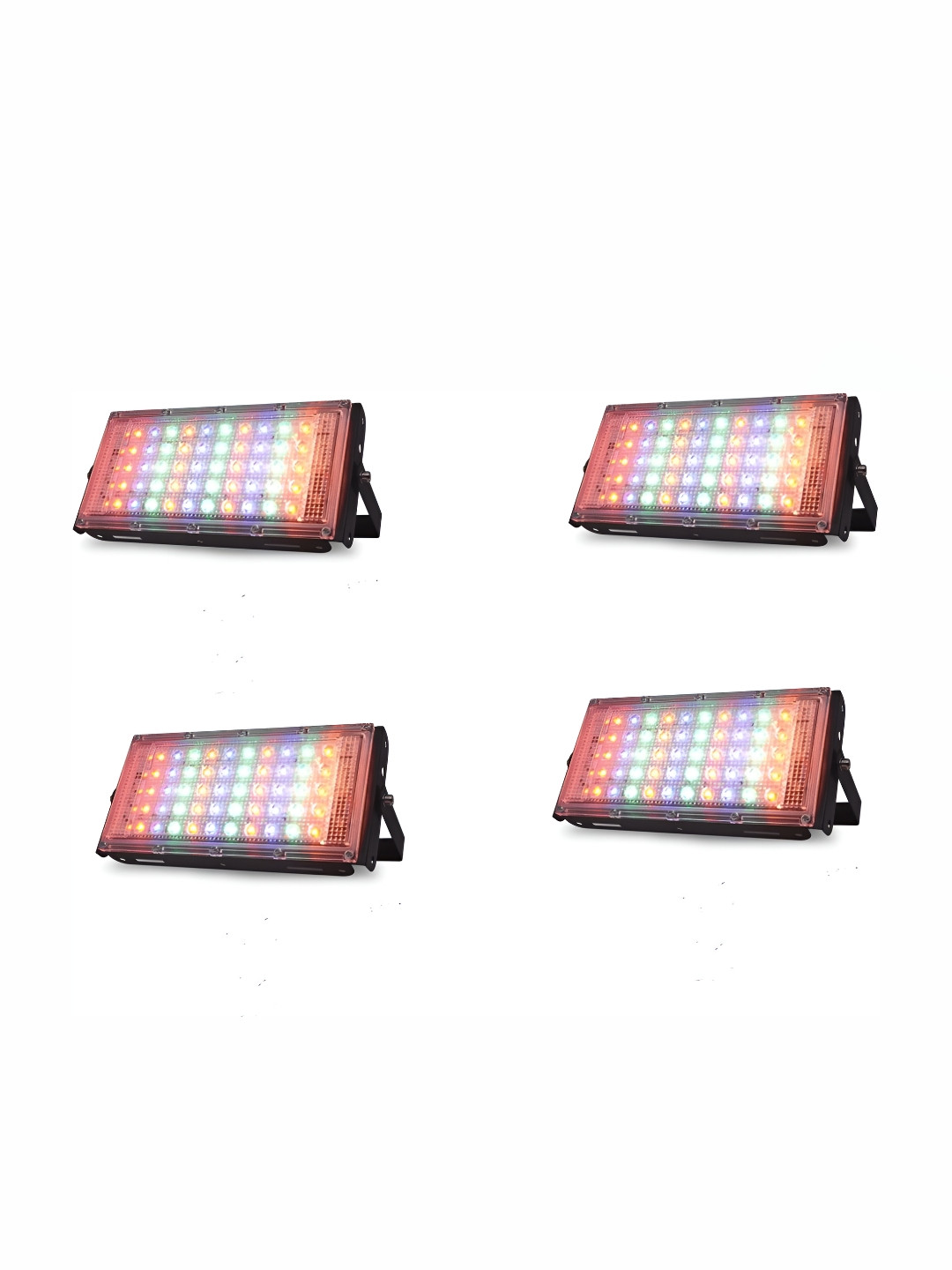 SPARK WORLD Black & Orange 4 Pieces Rectangular Outdoor Lamps