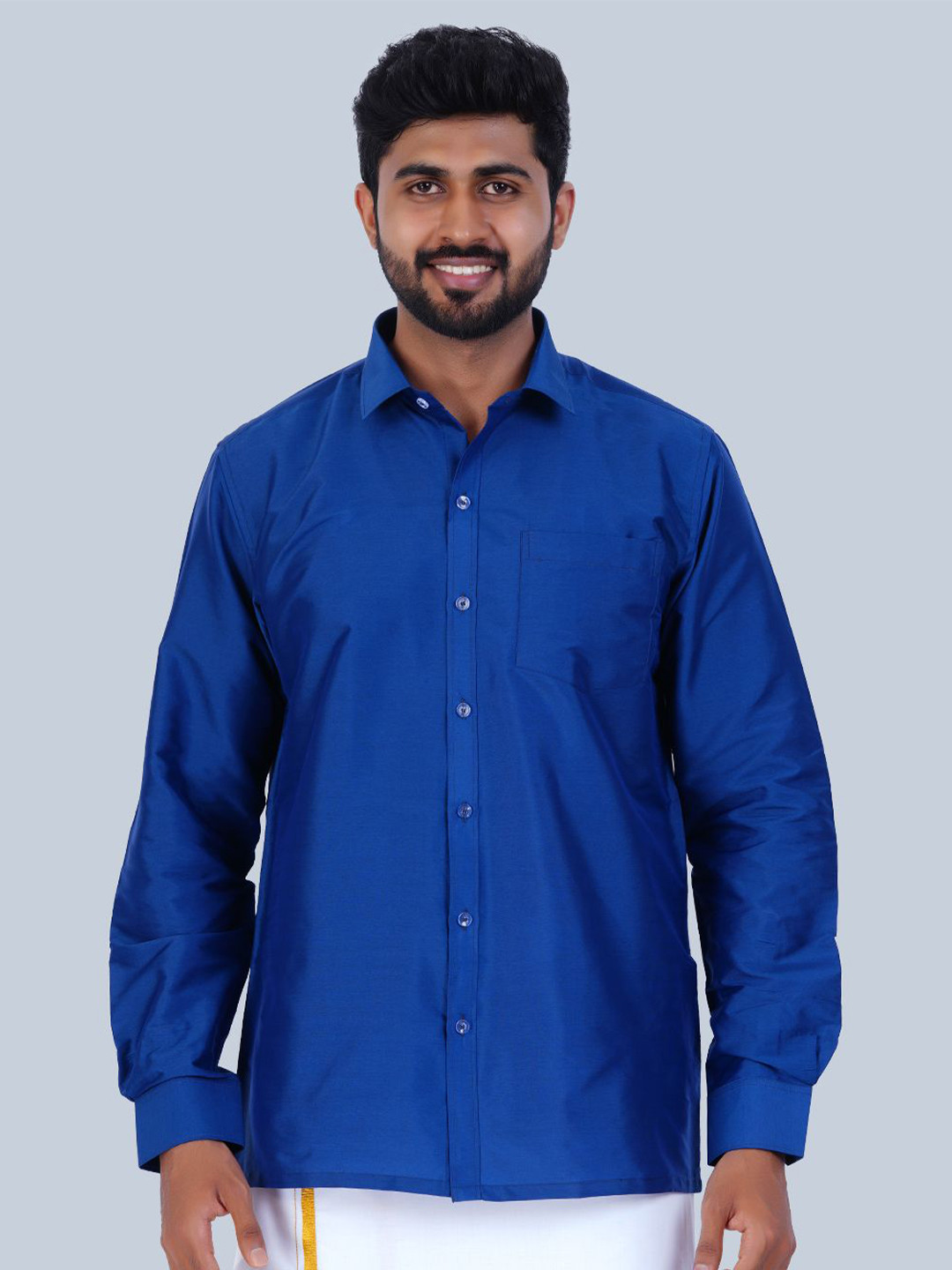 THANGAMAGAN Standard Spread Collar Semi Sheer Shirt