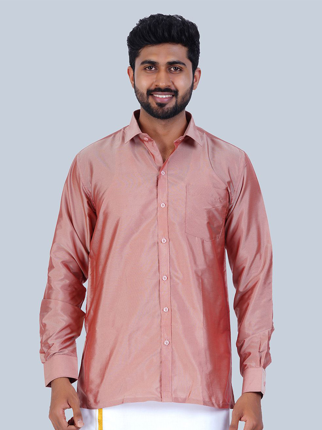 THANGAMAGAN Standard Spread Collar Semi Sheer Shirt
