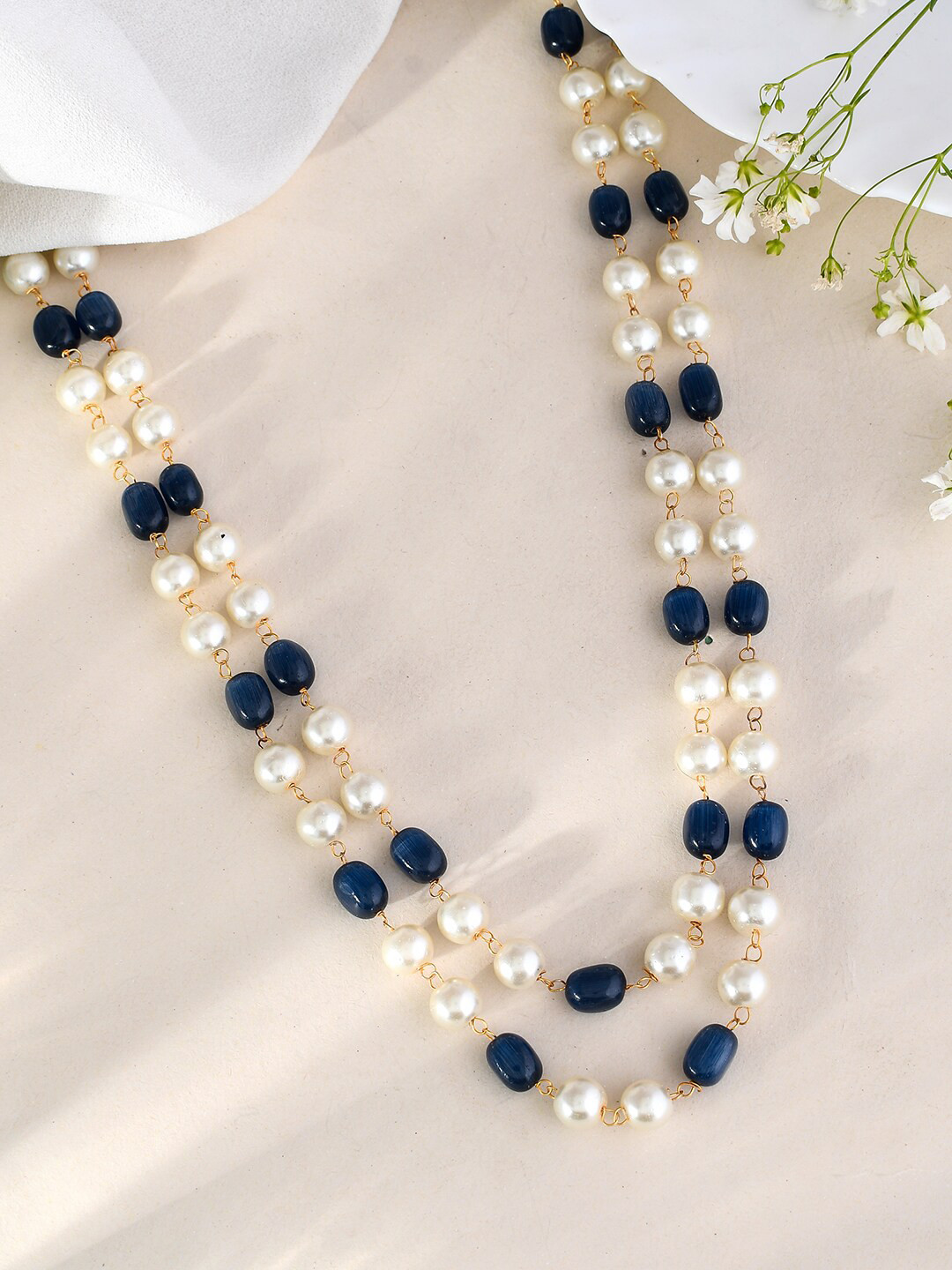 Silvermerc Designs Silver-Plated Pearl Beaded and Gemstone Necklace