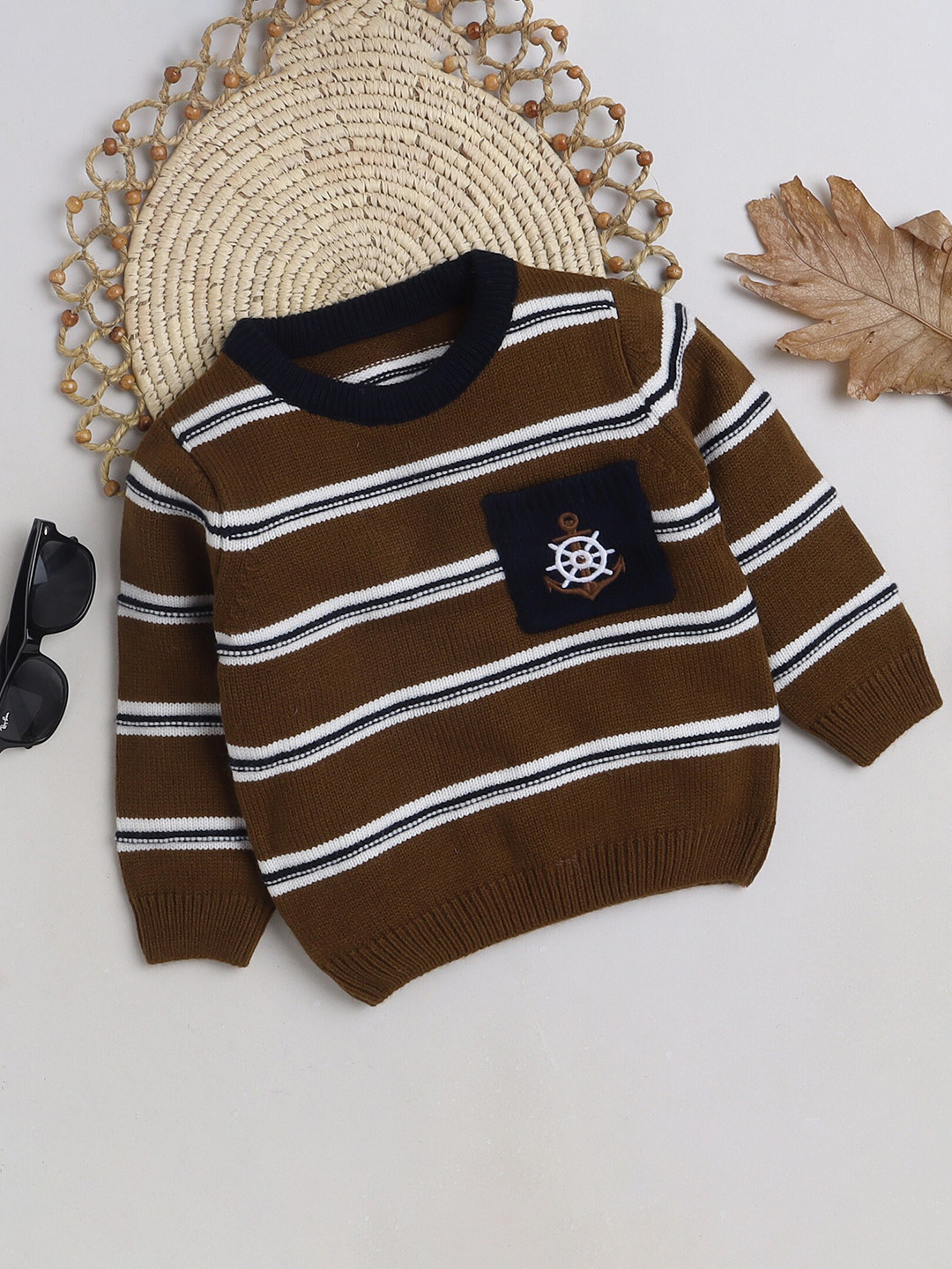 Yellow Apple Boys Striped Woollen Sweater Vest