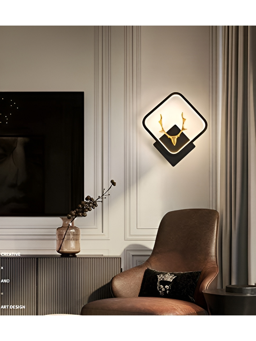 SPARK WORLD Yellow Textured Metal Square Shaped Wall Lamp