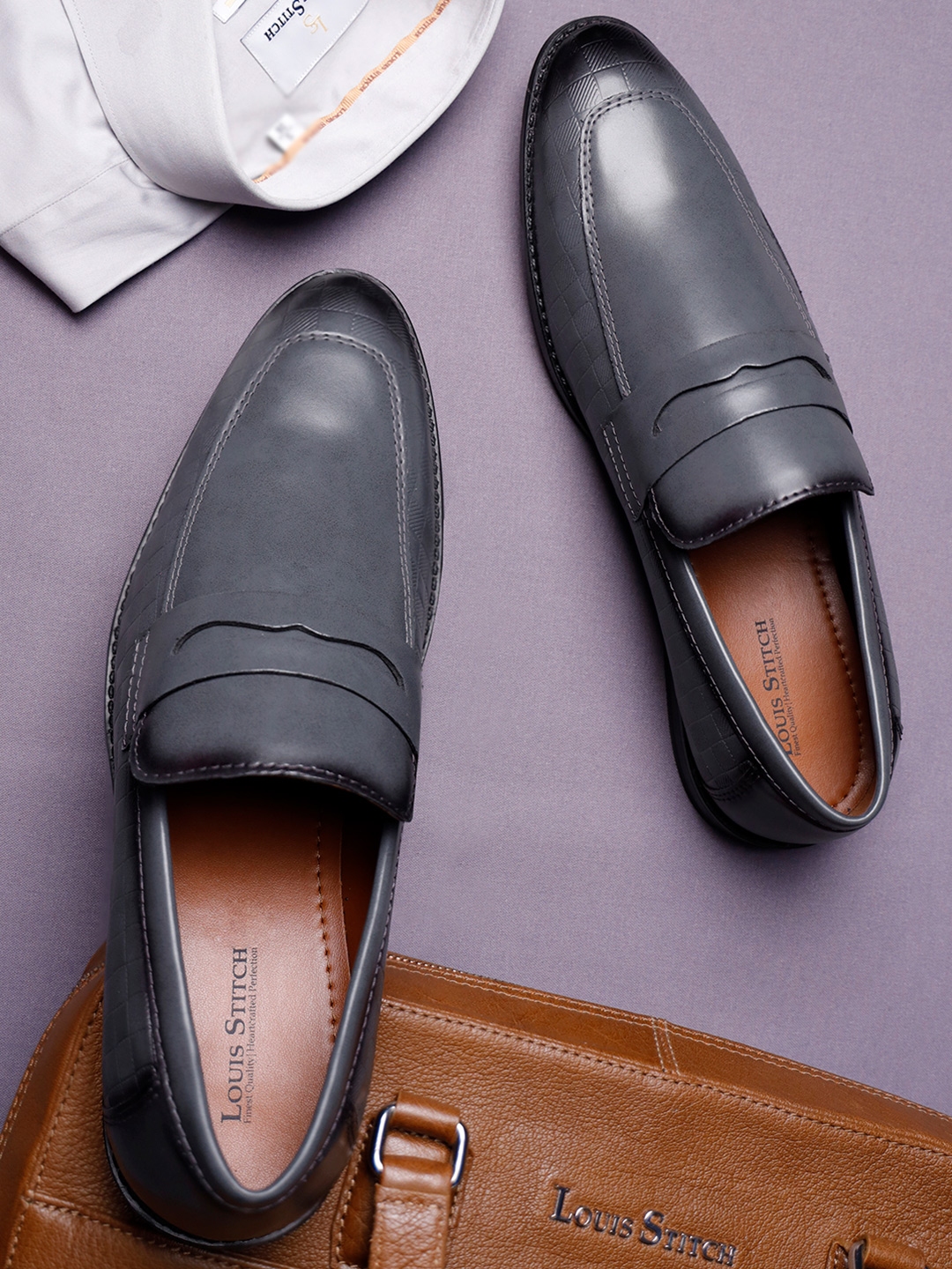 Buy LOUIS STITCH Men Textured Leatherette Formal Slip On Moccasins Shoes Formal Shoes for Men 29869818 Myntra