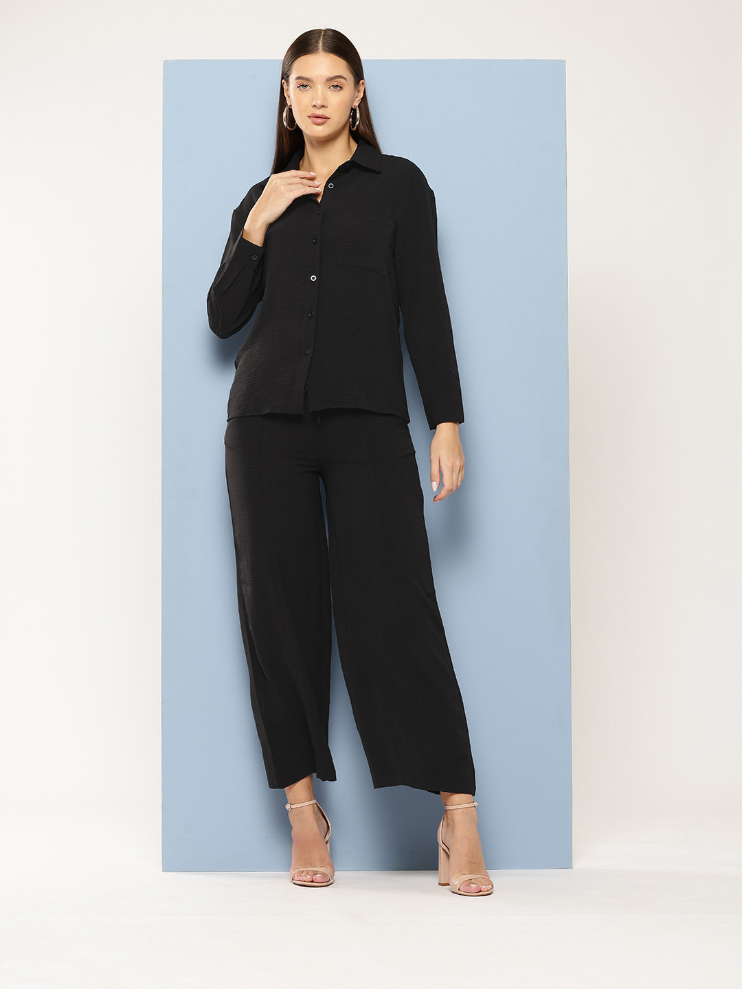 Chemistry Crinkled Shirt With Trousers Co-Ord Set
