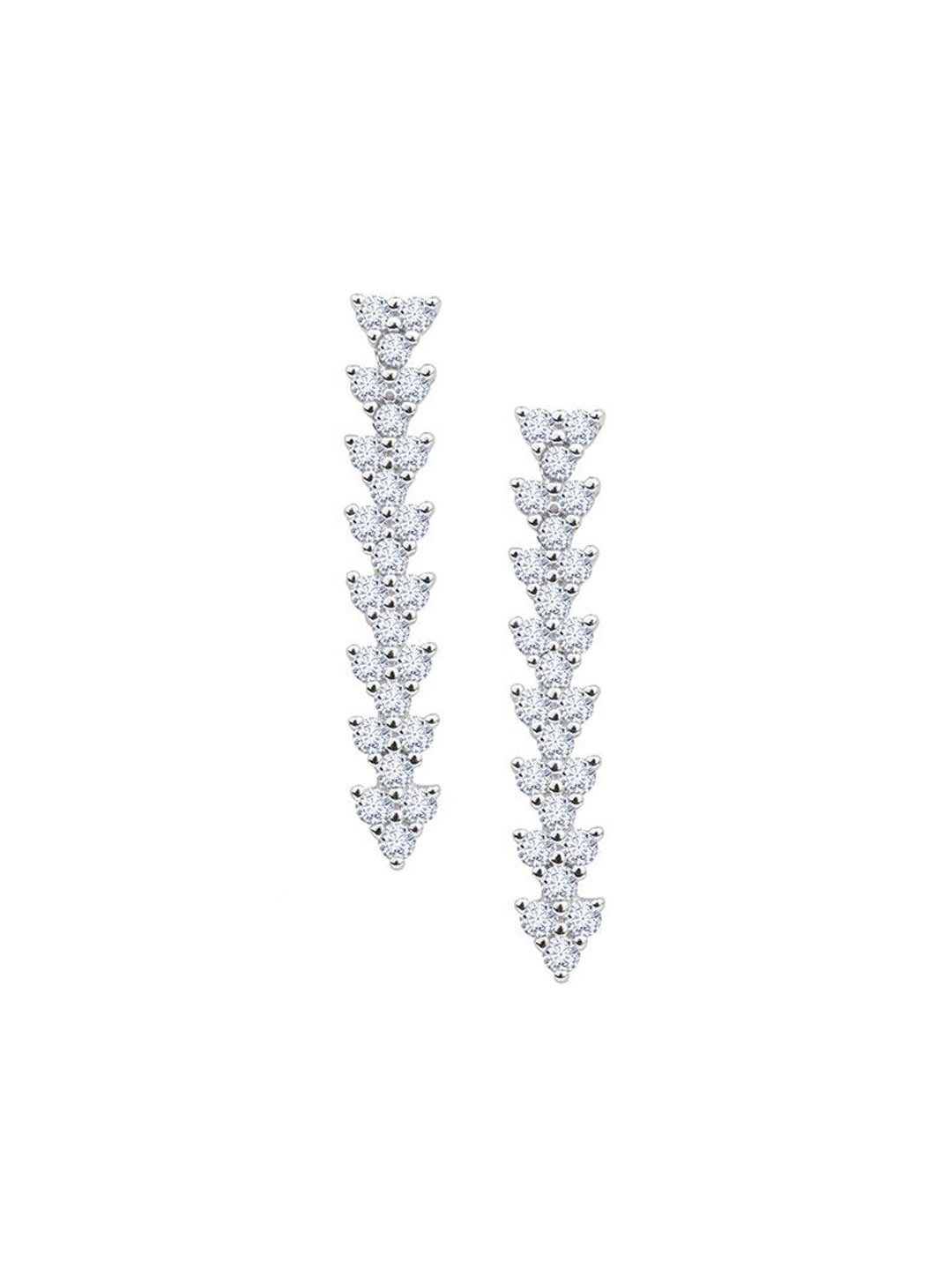Nistra Cascading Sterling Silver Rhodium-Plated Cubic Zirconia Studded Drop Earrings