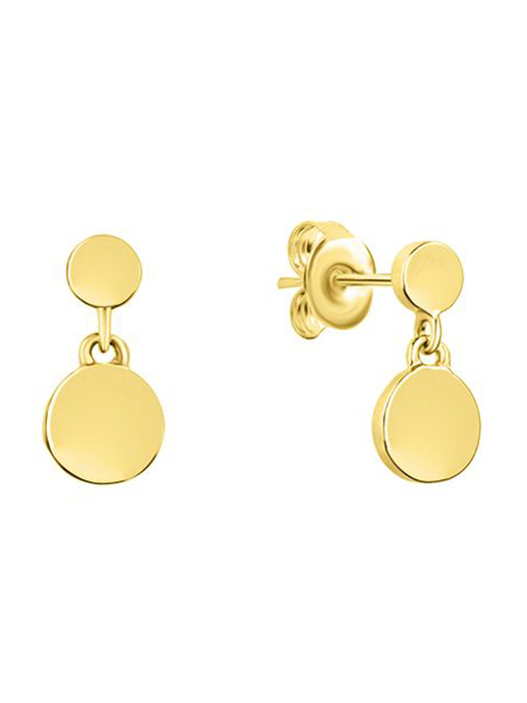 Nistra Classy Gold Plated Sterling Silver Circular Drop Earrings