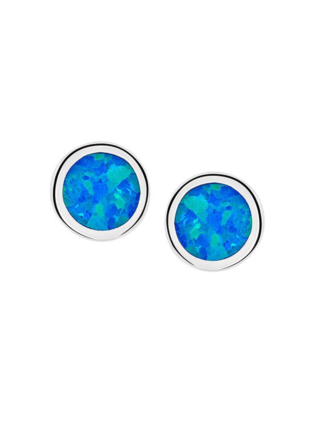 Nistra Circular Rhodium-Plated Sterling Silver Studs Earrings