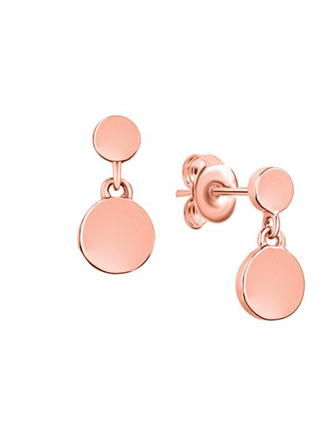 Nistra Classy Companion Sterling Silver Rose Gold-Plated Circular Drop Earrings