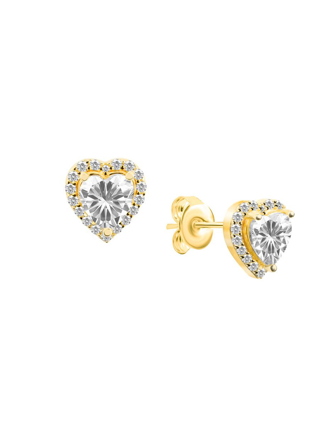 Nistra Whispered Affection Sterling Silver Gold-Plated Cubic Zirconia Stud Earrings