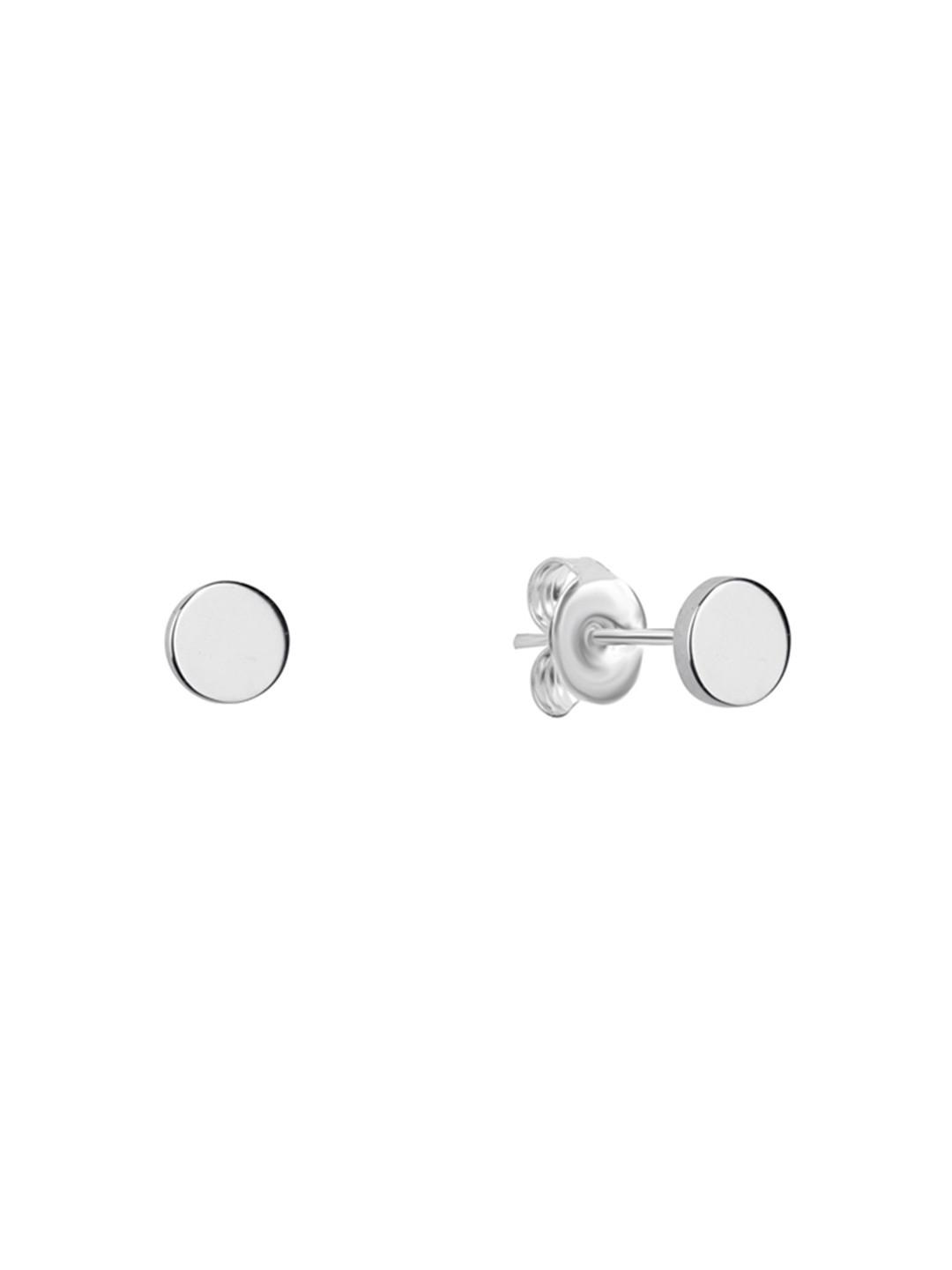 Nistra Timeless Modernity Sterling Silver Rhodium-Plated Circular Stud Earrings