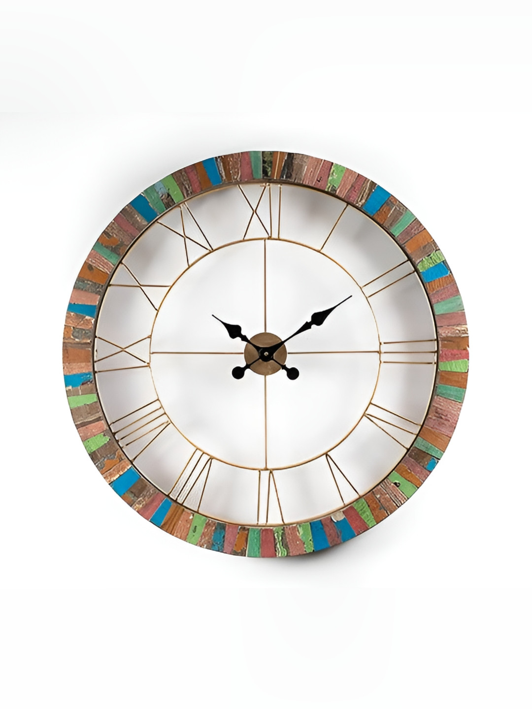 vedas Brown & White C-Logan Wood  Wall Clock