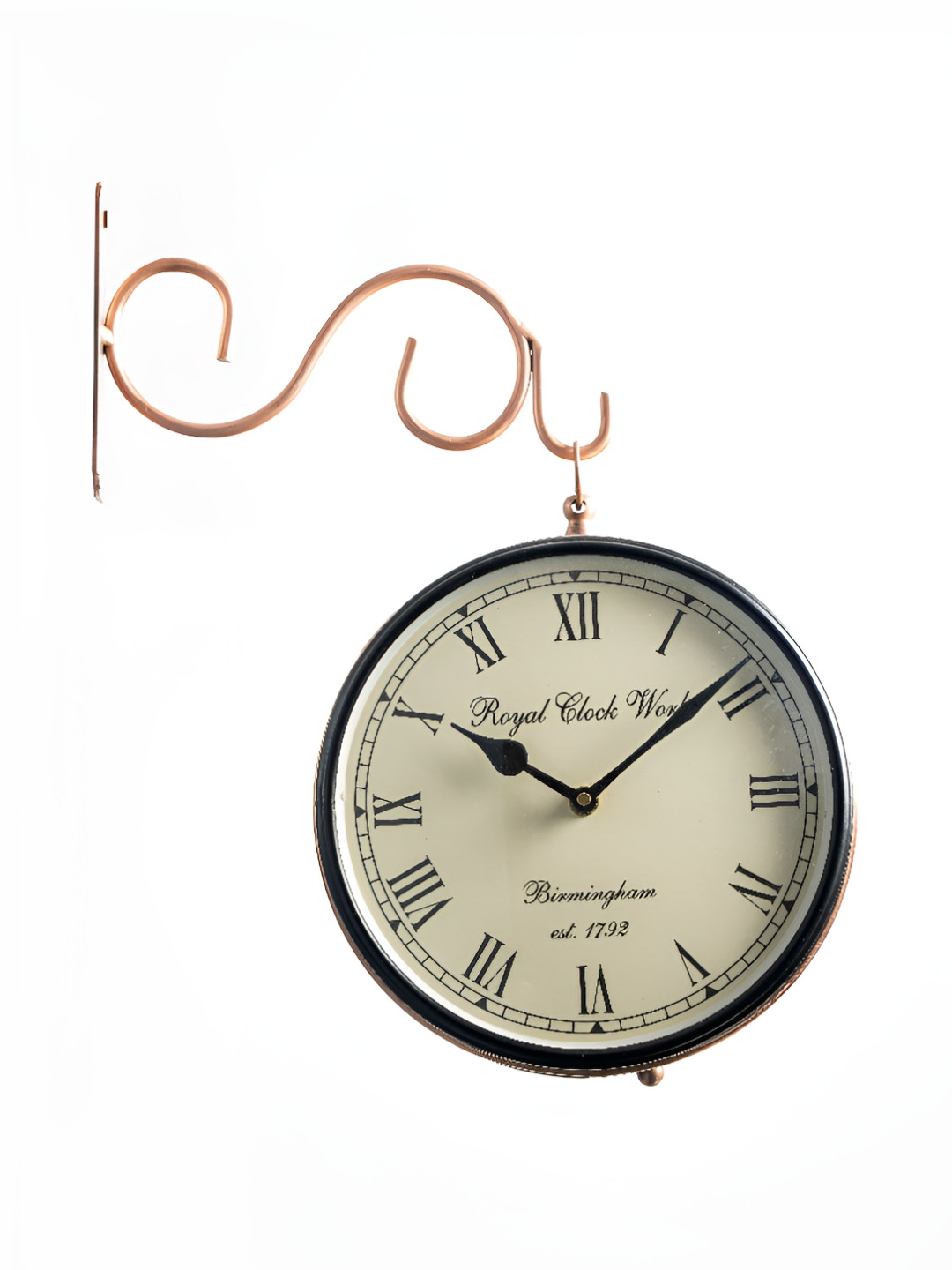 vedas Brown Textured Round Double-Sided Analogue Wall Clock