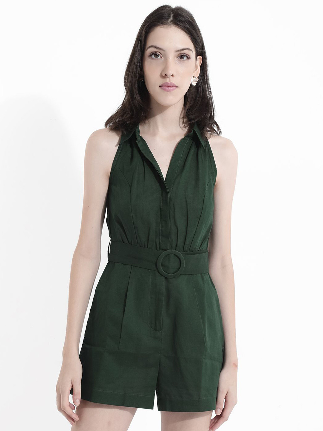RAREISM Women Halter Neck Shirt Mini Dress