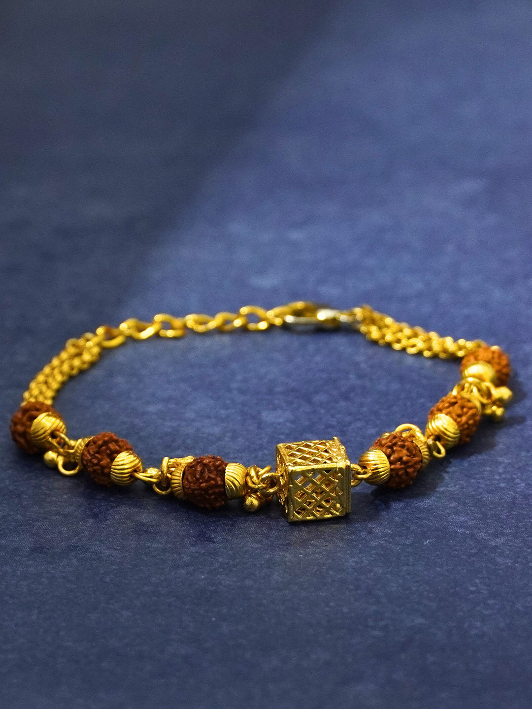 Japam Gold Plated Cubio Rudraksha Bracelet