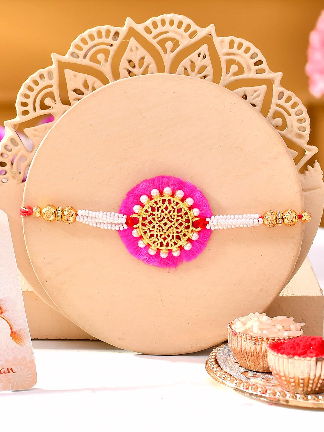 Voylla Men Pearl And Gold Filigree Rakhi For Brother