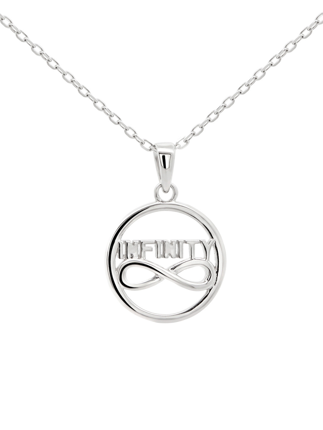 Nistra 925 Sterling Silver Rhodium-Plated Infinity Circular Pendant With Chain