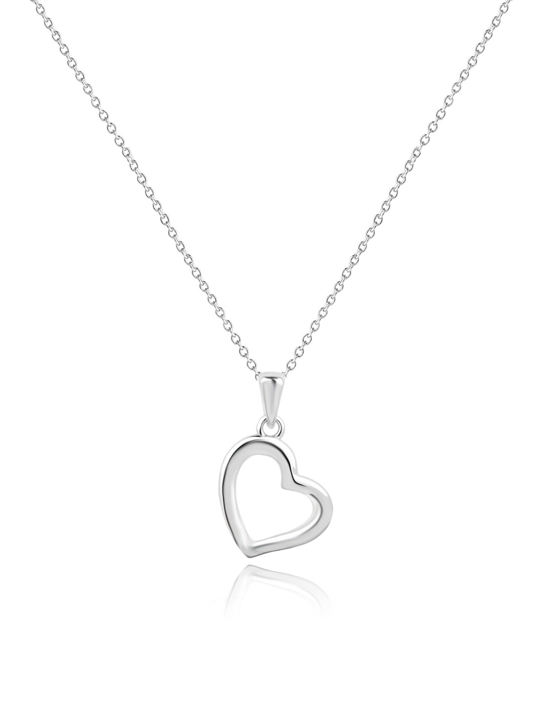 Nistra Stainless Steel Silver-Plated Heart Shaped Pendant