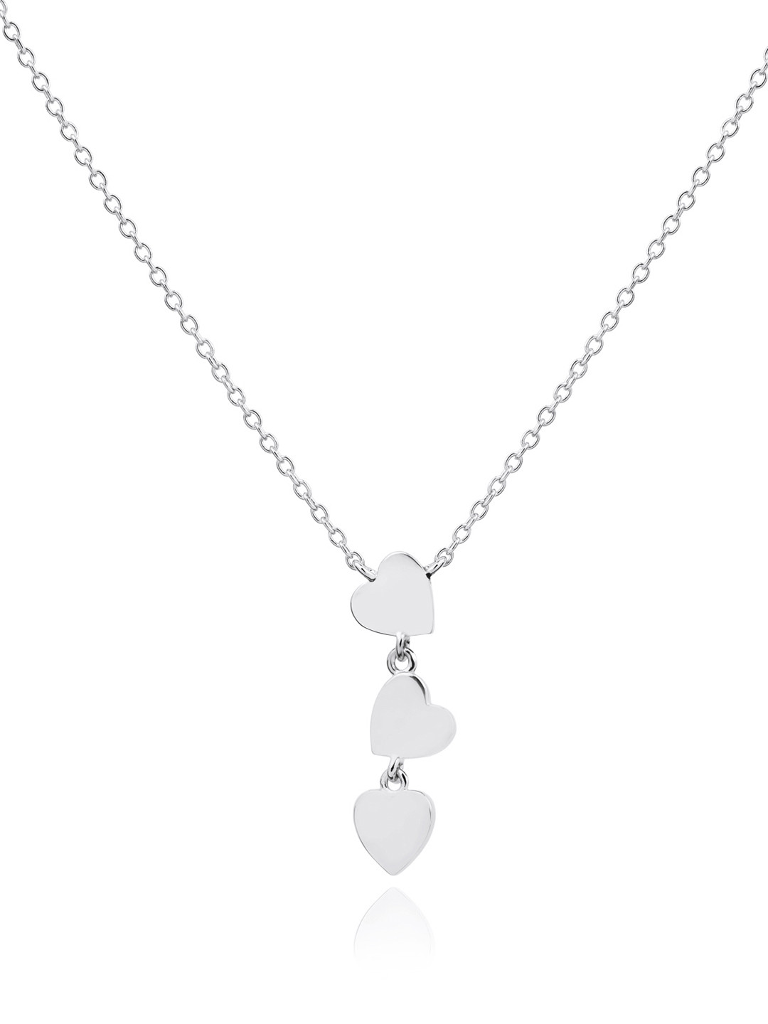 Nistra Women Sterling Silver Rhodium-Plated Trio Heart Radiance Necklace