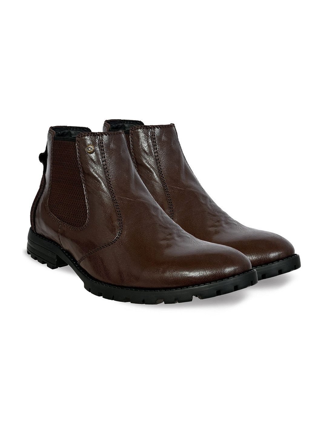 Allen Cooper Men Textured Crumbled Leather Boots
