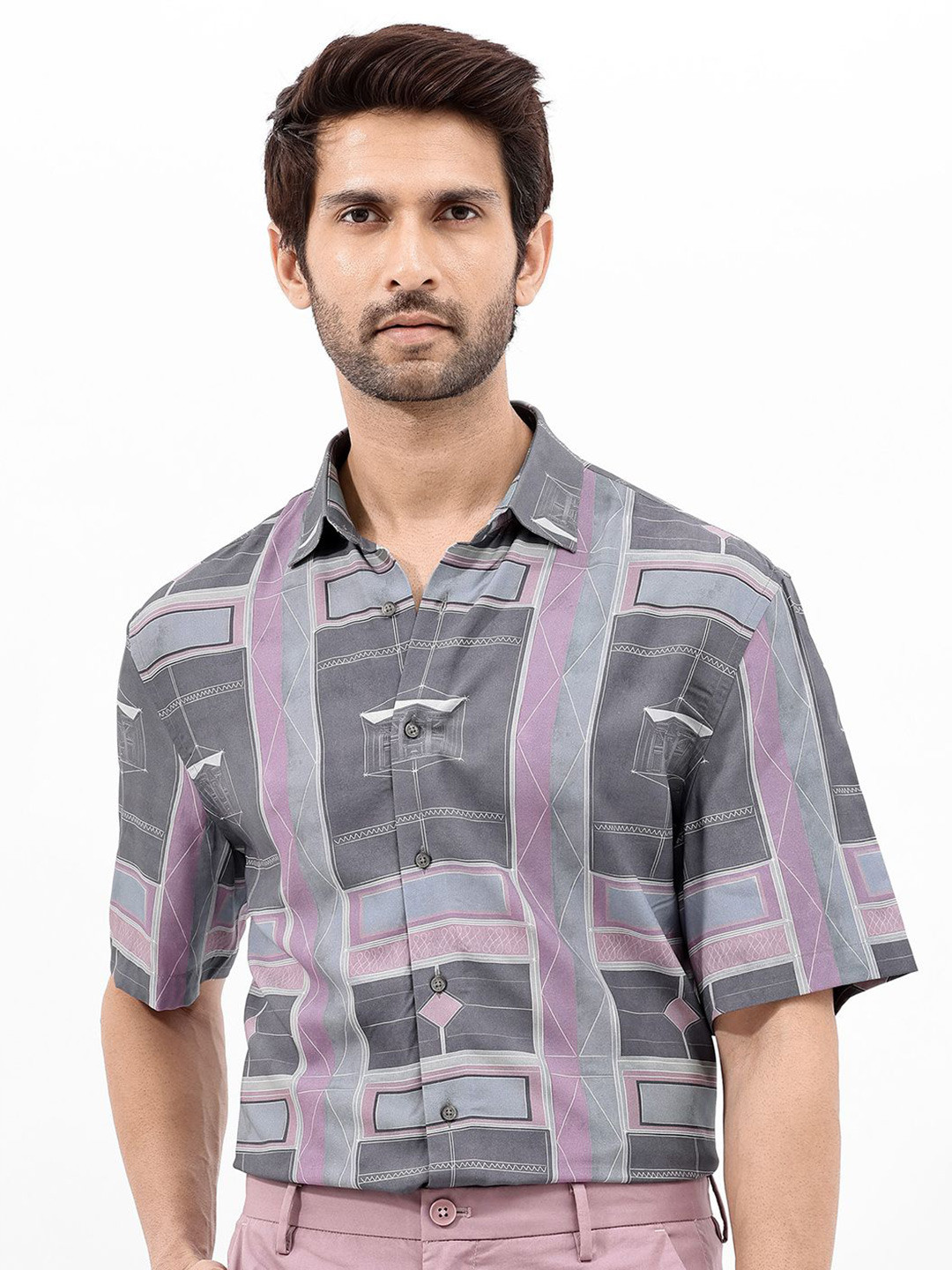 RARE RABBIT Men Printed Pristom Regular Fit Opaque Shirt