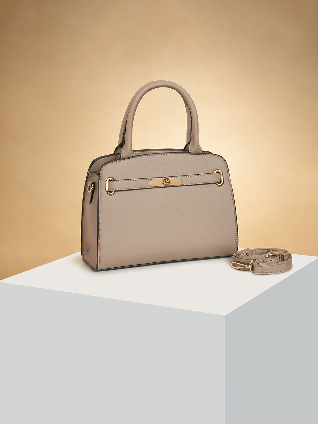 Forever Glam by Pantaloons Women's PU Oversized Structured Handheld Bag with Cut Work