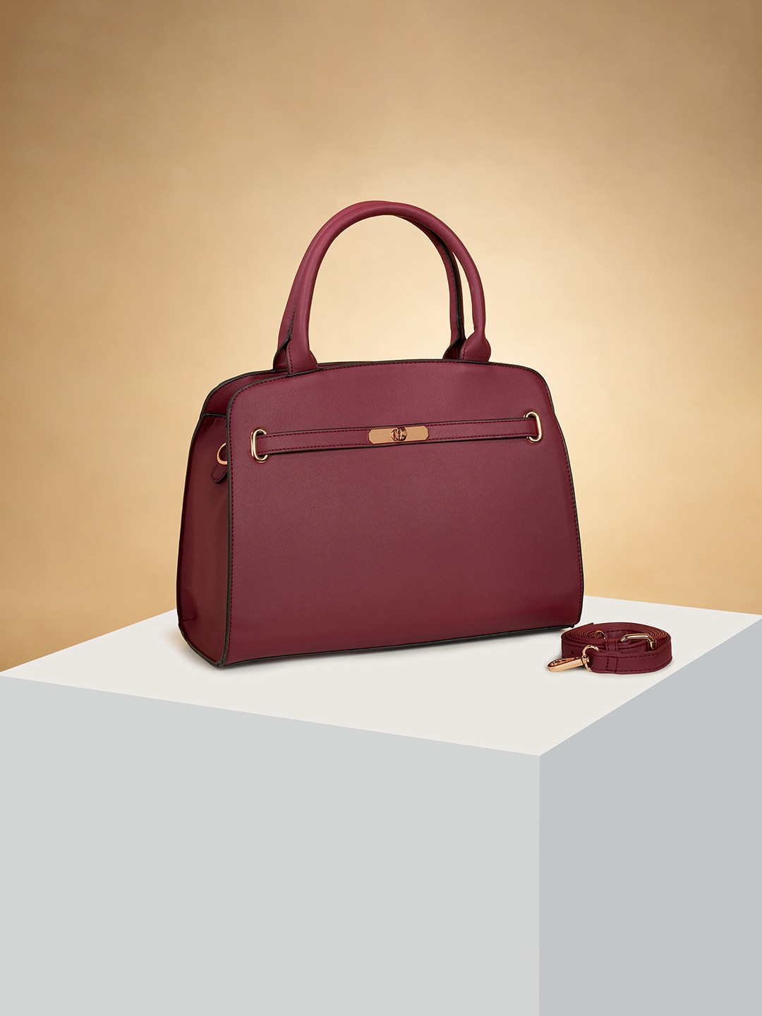 Forever Glam by Pantaloons Women's PU Structured Handheld Bag with Bow Detail