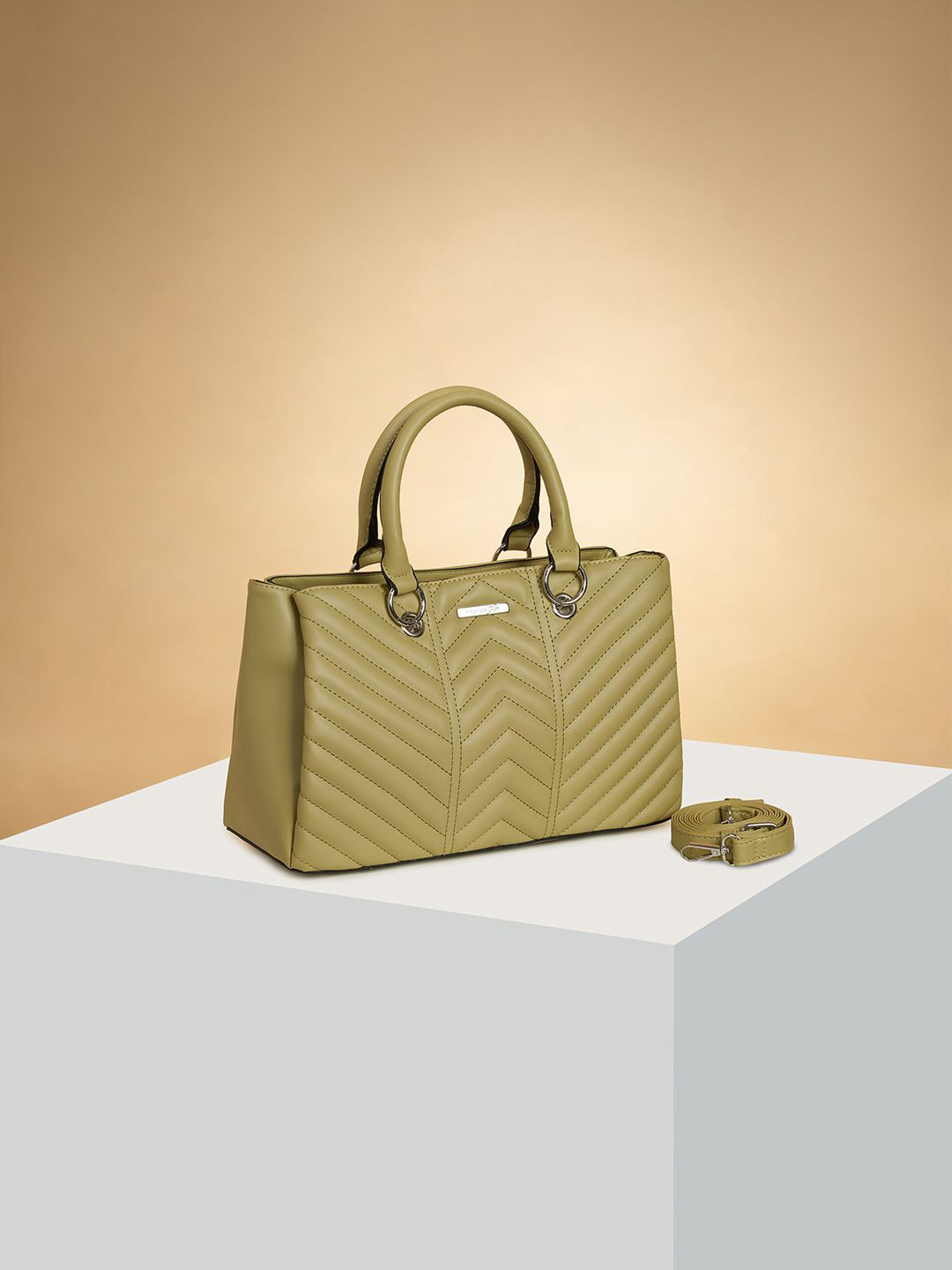 Forever Glam by Pantaloons Women's PU Structured Handheld Bag with Bow Detail