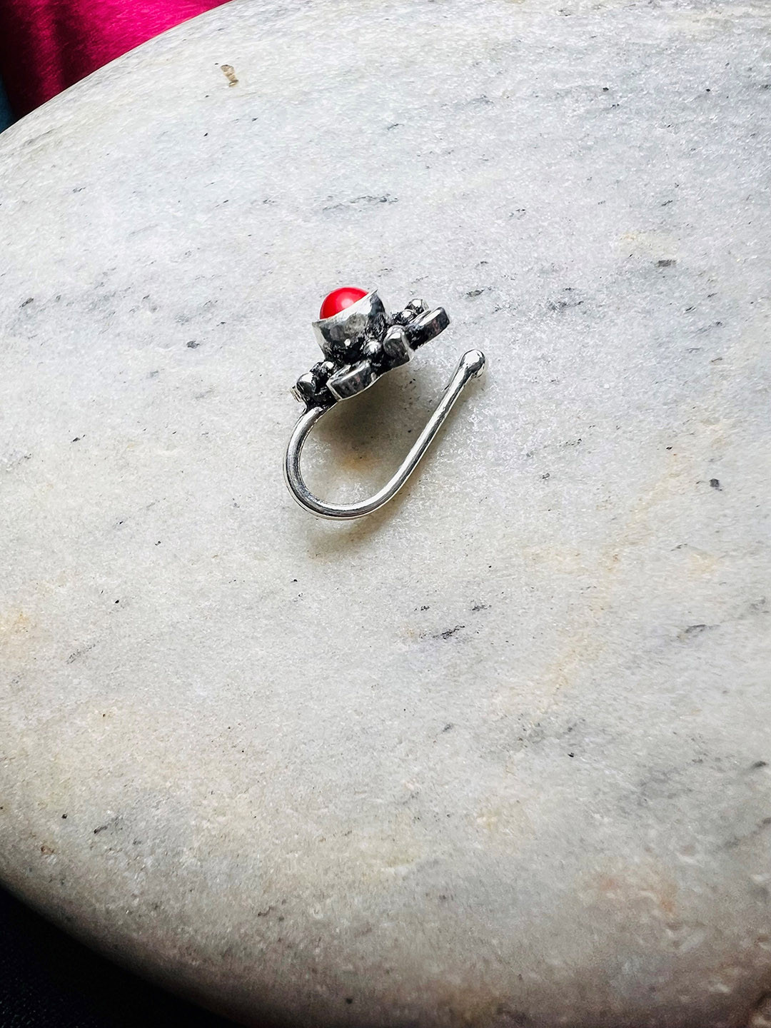 Arte Jewels 92.5 Sterling Silver Stone-Studded Clip-On Septum Nosepin