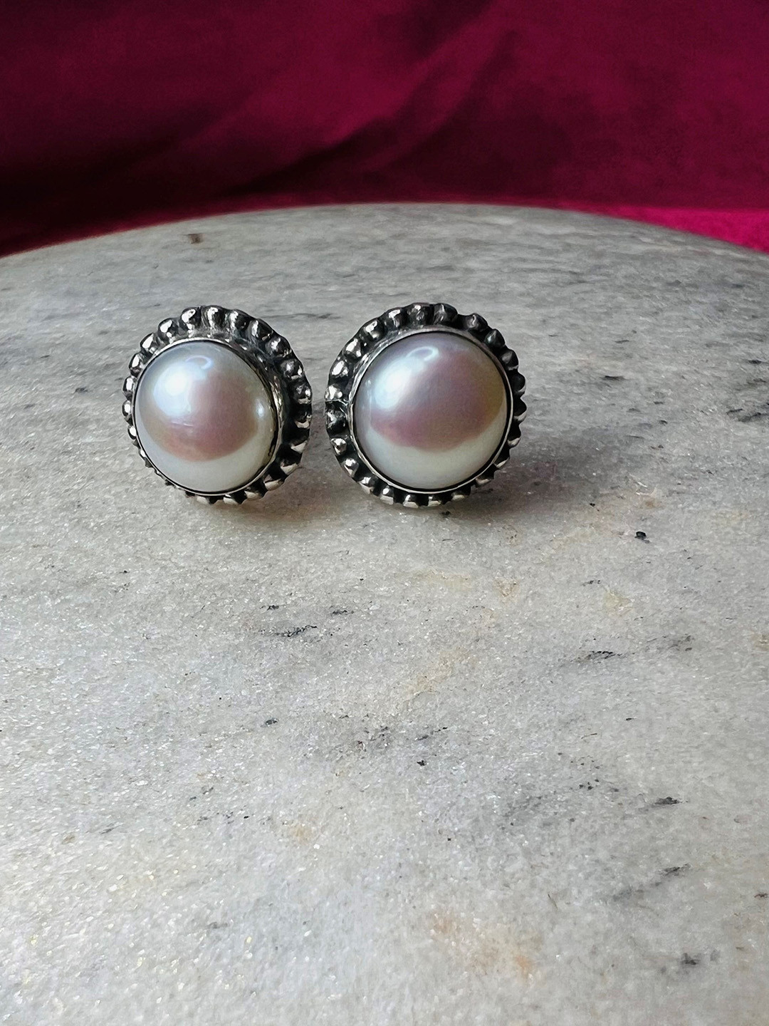 Arte Jewels Women 92.5 Sterling Silver Freshwater-Pearl Beaded Stud Earrings
