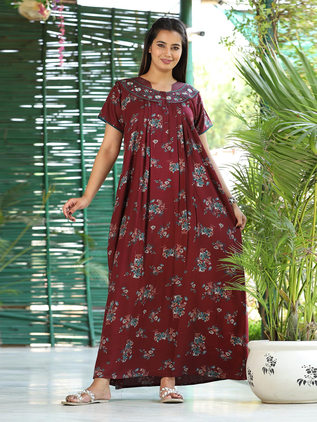 G4Girl Printed Maxi Nightdress