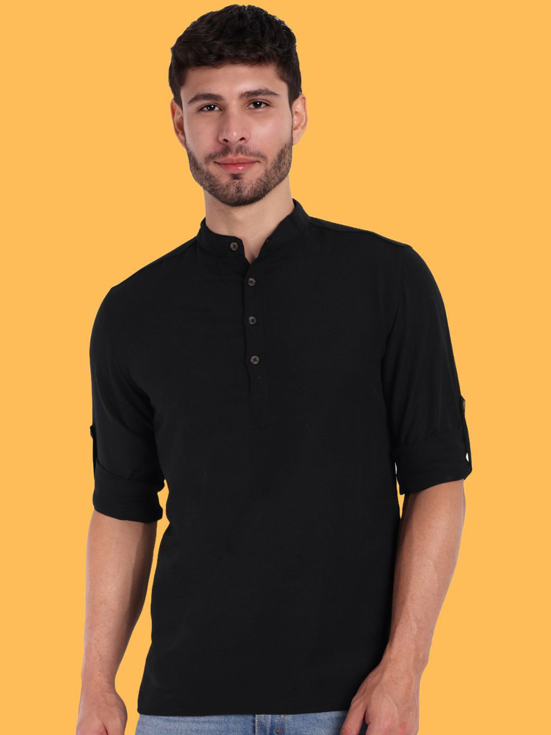 Springberry Solid Mens Thread Work Pathani Kurta