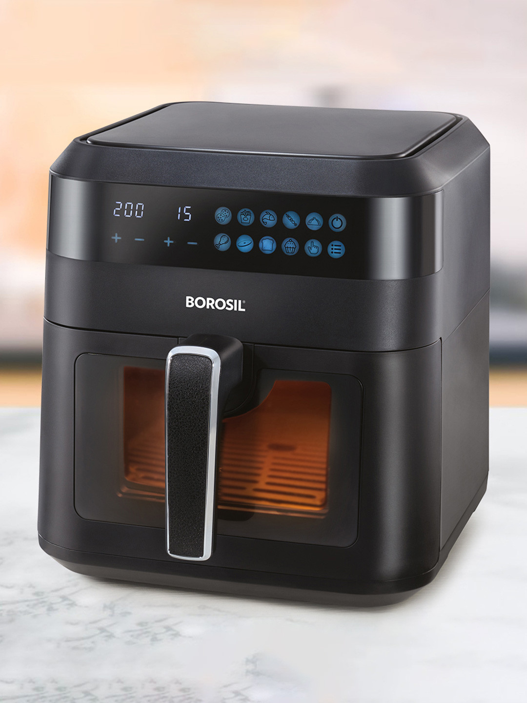 BOROSIL 1300W  Black  8 In 1 Air Fryer-4.7L