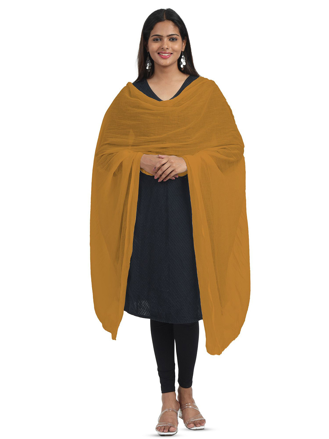MIRAAN Cotton Dupatta with PomPom Border
